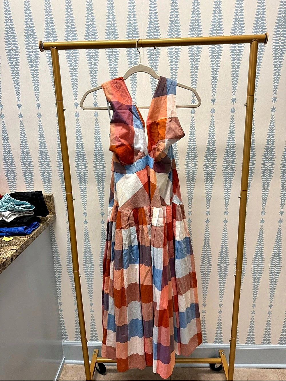 Hunter Bell Martin Plaid Dress Color Block Maxi Dress Size 2
